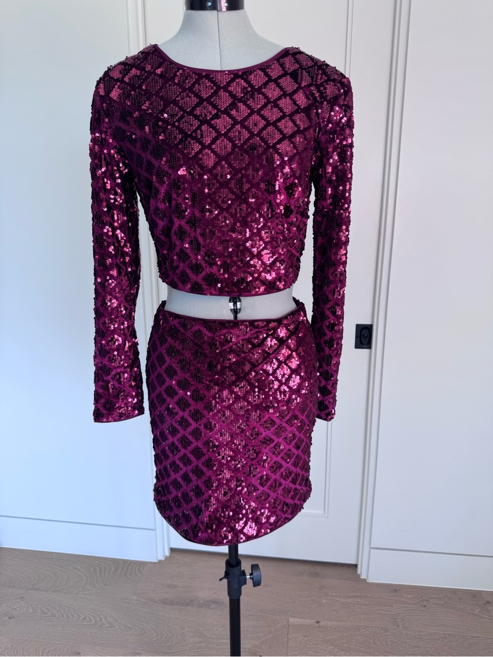 Women’s Sequin Mini Dress in Deep Magenta